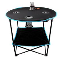 Portable Round Canvas Top Foldable Camping Tables With Cup Holders